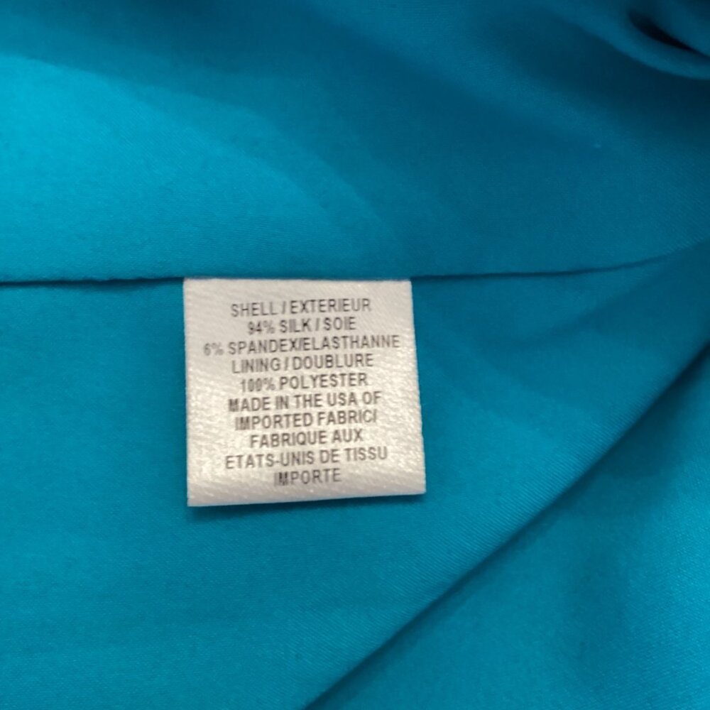 Milly Dress Size 4‎ Butterfly Sleeve Bateau Neck Silk-Blend Blue Aqua - Picture 9 of 9